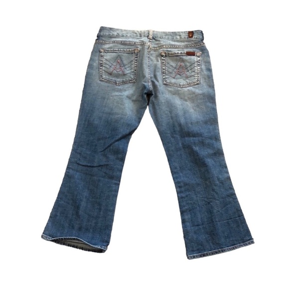7 For All Mankind Womens Jeans Sz 29 Fit & Flare Cropped Western Mid Rise Casual - Picture 2 of 9